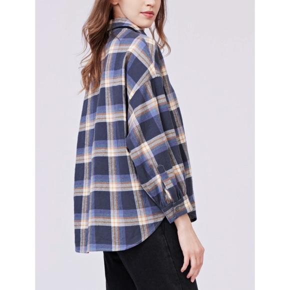 NEW SEE U SOON flannel shirt in navy - Picture 2 of 4